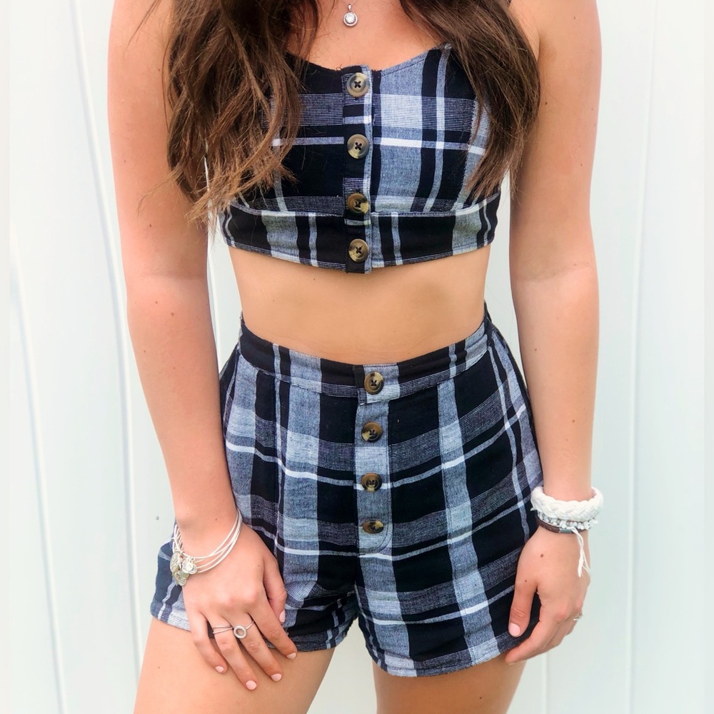 American Eagle Plaid Printed Two Piece Set Size XS